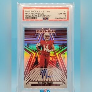 2024 Rookies & Stars Michael Wilson Card Auto PSA 8